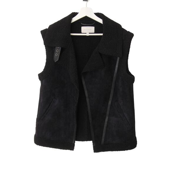 Brochu Walker Loredo Vest Faux Suede Shearling Black Onyx Sleeveless Small - Picture 4 of 9